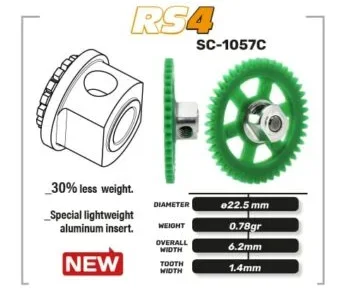 Spurzahnrad RS4 38Z M50 Plastik gelocht m.Alunabe f.Ø3mm -  SCALEAUTO