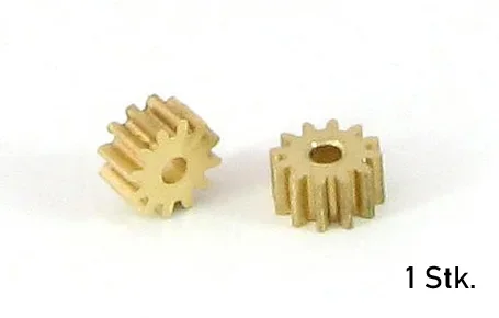 Motorritzel (1), 12 Zähne Ø6mm M50, Messing, zum Aufpressen für Motorwellen Ø2mm