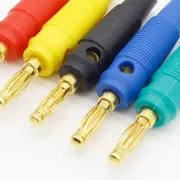 Bananenstecker (1), rot, schwarz, gelb, D4mm, zum anlöten