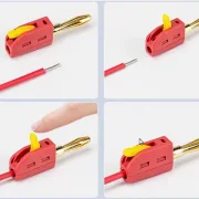Bananenstecker OL (1), rot, schwarz, gelb, D4mm, Schnellverschluss ohne löten