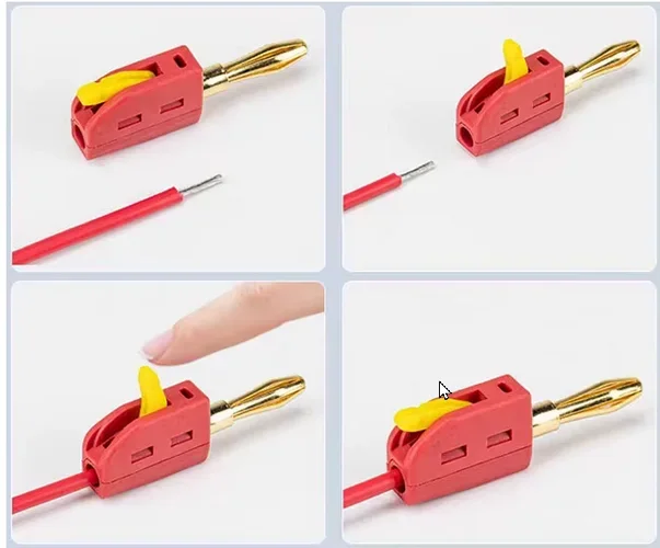 Bananenstecker OL (1), rot, schwarz, gelb, D4mm, Schnellverschluss ohne löten