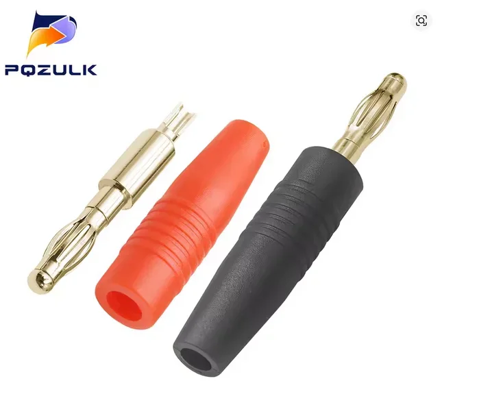 Bananenstecker (1), rot, schwarz, gelb, gute Qualität, D4mm, zum anlöten