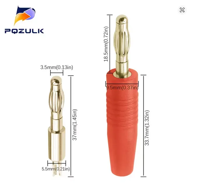 Bananenstecker (1), rot, schwarz, gelb, gute Qualität, D4mm, zum anlöten