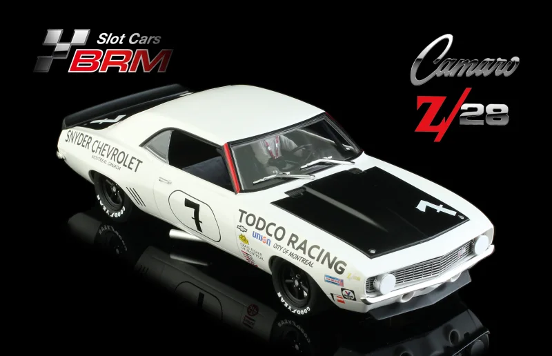 CAMARO Z28 1969 – TODCO RACING #7 - Slotcar Maßstab 1:24 analog BRM Camaro No. 7 in Rennversion mit Metall-Chassis
