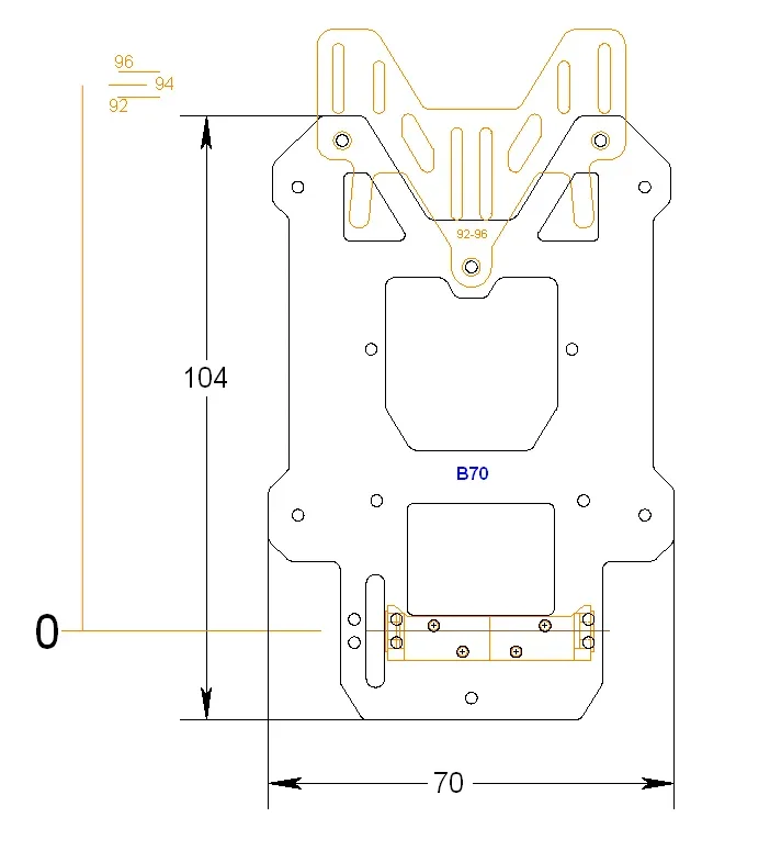 DSC2 Chassis-KIT, B70-R89-98-2,0 BKIT, Messing 2.0 mm / Chassisplatte B 70 mm, Anbauteile 1.5 mm GFK schwarz