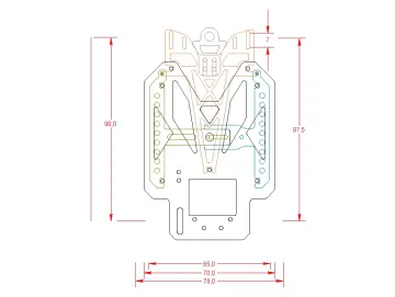 DCS-B70-R97.5-2.0 BKIT Messing 2,0 mm / Chassisplatte B 70 mm, Anbauteile 1.5 mm GFK schwarz