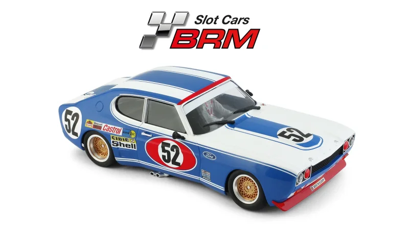 Ford Capri No. 52, 24h Le Mans 1972 - #52 Shell  D.Glemser - A.Soler-Roig - Slotcar Maßstab 1:24 analog in Rennversion mit Metall-Chassis