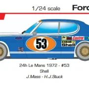 Ford Capri No. 53, 24h Le Mans 1972 - #53 Shell J.Mass - H.J.StuckSlotcar - Maßstab 1:24 analog in Rennversion mit Metall-Chassis
