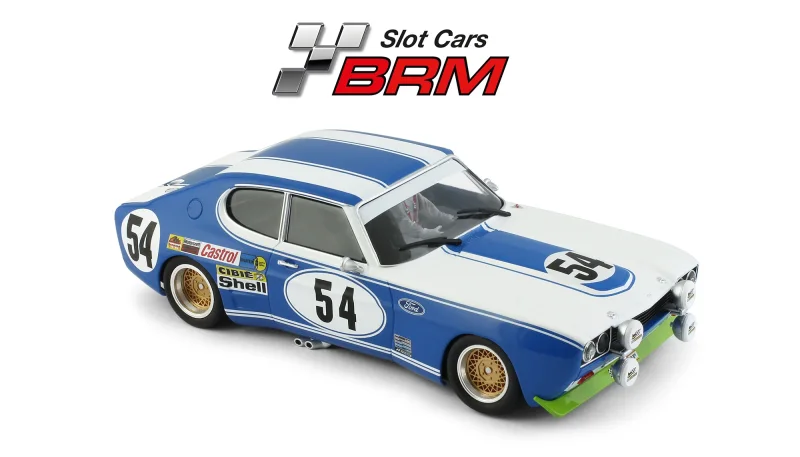Ford Capri No. 54, 24h Le Mans 1972 - #54 Shell G.Birrel - C.Bourgoignie - Slotcar Maßstab 1:24 analog in Rennversion mit Metall-Chassis
