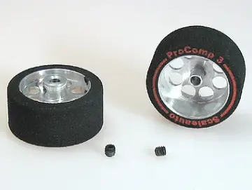 Kompletträder Ø AD 25,5x B 13mm ProComp-3, Moosgummi m. Ø17mm Alufelgen f. Ø3mm