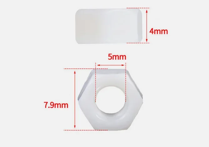 Leitkiel-Befestigungsmutter M5. Kunstsoff - scwarz / weiss f. Ø4,8mm Leitkiele