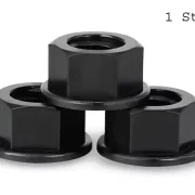 Leitkiel-Befestigungsmutter m. Flansch M5. Kunstsoff - scwarz / weiss f. Ø4,8mm Leitkiele