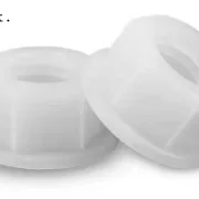 Leitkiel-Befestigungsmutter m. Flansch M5. Kunstsoff - scwarz / weiss f. Ø4,8mm Leitkiele