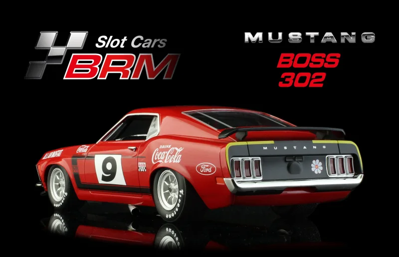 MUSTANG BOSS 302 – Trans-AM Mustang 1970 - #9 Allan Moffat Racing Team Allan Moffat  - Slotcar Maßstab 1:24 analog BRM in Rennversion mit Metall-Chassis