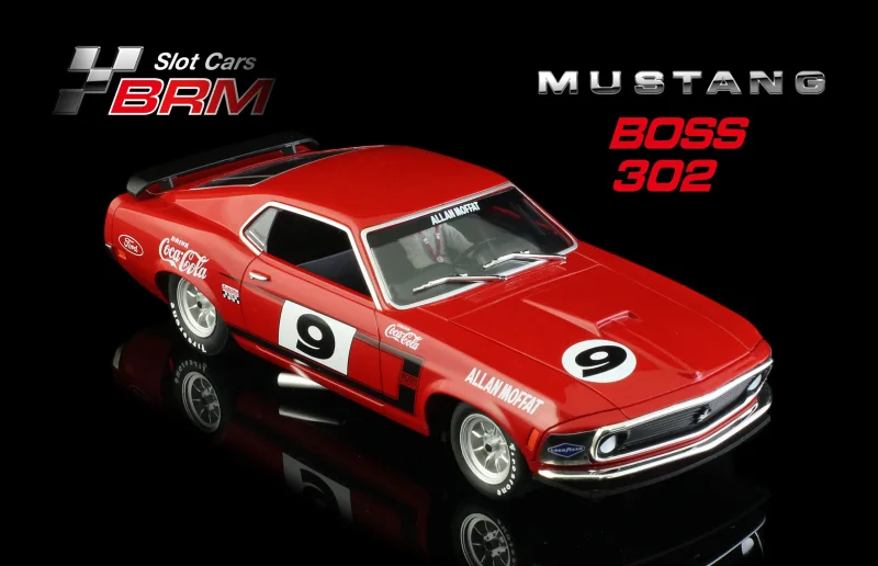 MUSTANG BOSS 302 – Trans-AM Mustang 1970 - #9 Allan Moffat Racing Team Allan Moffat  - Slotcar Maßstab 1:24 analog BRM in Rennversion mit Metall-Chassis