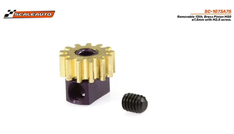 Motorritzel SCALEAUTO Removeable Brass 13Z M50 Ø7,5mm Messing m.Alunabe f.Ø2mm