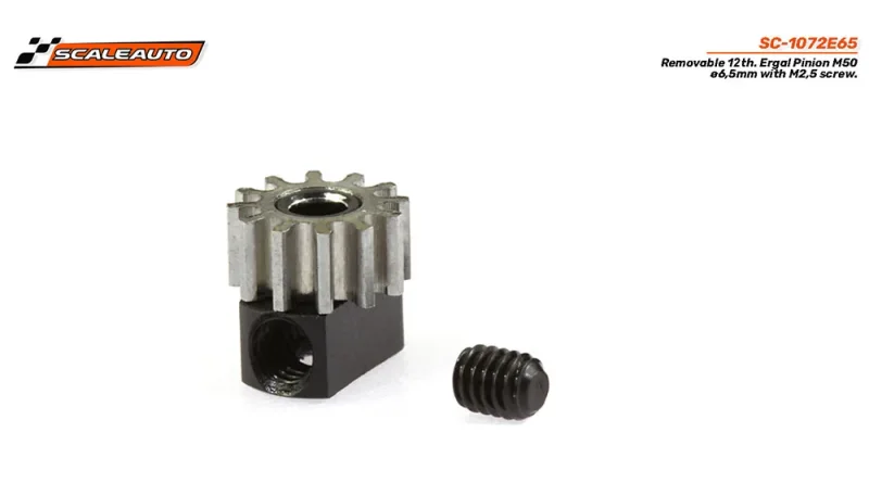 Motorritzel SCALEAUTO Removeable Ergal 12Z M50 Ø6,5mm Aluminium m.Alunabe f.Ø2mm