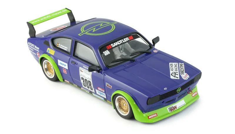 Opel Kadett No. 308, Slotcar Maßstab 1:24 analog in Rennversion mit Metall-Chassis