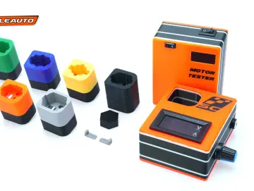 Scaleauto Motor Tester SCALEAUTO Motor-Einlaufgerät inkl. Adaptersatz für alle gängigen Slotcar-Motortypen — Zur Kontrolle und optimalem Einlaufen des Motors mit Drehzahlanzeige