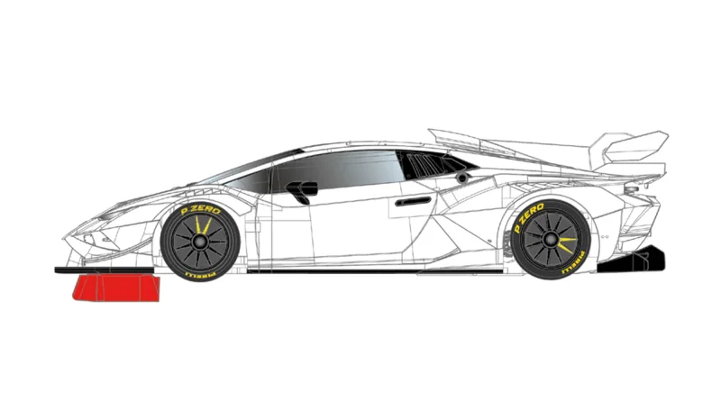Scaleauto Slotcar 1:32 analog Bausatz SCALEAUTO LBH Evo 2 White Kit in Rennversion mit Kunststoff-Chassis