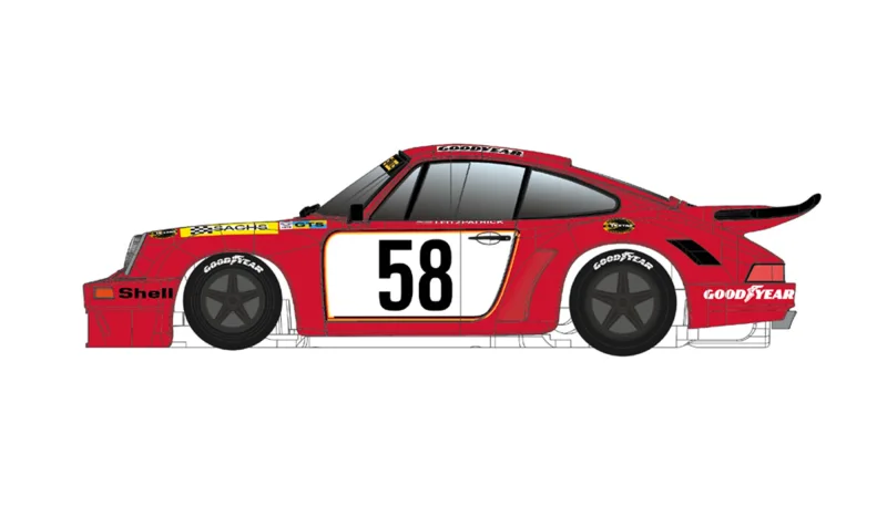 Scaleauto Slotcar Maßstab 1:32 analog SCALEAUTO RSR No. 58 in Rennversion mit Kunststoff-Chassis