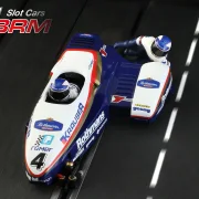 Sidecar (Sidebike) White-Blue in Rennversion, World Championship 1978 - #1 TTM/BEO FIM Sidecar Biland - Williams - Slotcar Maßstab 1:18 analog BRM Racing
