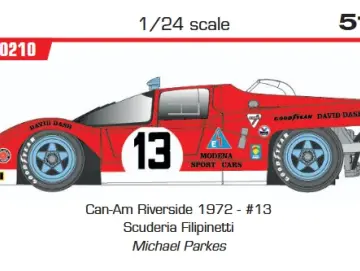 Slotcar 1:24 Analog BRM - Ferrari 512M Can-Am Riverside 1972 - #13 Scuderia Filipinetti Michael Parkes — Rennversion, Metall-Chassis