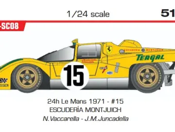 Slotcar 1:24 Analog BRM - Ferrari 512M 24h Le Mans 1971 - #15 ESCUDERÍA MONTJUICH N.Vaccarella - J.M.Juncadella — Rennversion, Metall-Chassis