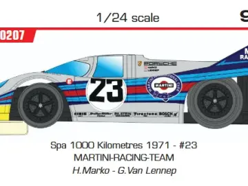 Slotcar 1:24 Analog BRM - Porsche 917K - Spa 1000 Kilometres 1971 - #23 MARTINI-RACING-TEAM H.Marko - G.Van Lennep — Rennversion, Metall-Chassis