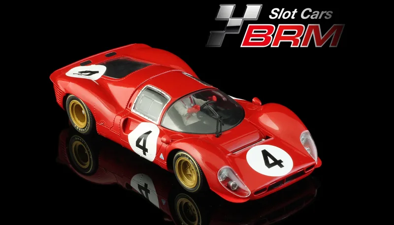 Slotcar 1:24 Analog BRM Ferrari 330P4 1000 Km Monza 1967 - #4 Factory M.Parkes - L.Scarfiotti — Rennversion, Metall-Chassis