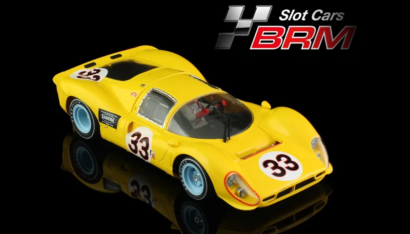 Slotcar 1:24 Analog BRM Ferrari 330P4 24h Daytona 1967 - #33 Ecurie Francorchamps W.Mairesse - J.Beurlys — Rennversion, Metall-Chassis