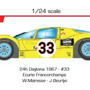 Slotcar 1:24 Analog BRM Ferrari 330P4 24h Daytona 1967 - #33 Ecurie Francorchamps W.Mairesse - J.Beurlys — Rennversion, Metall-Chassis
