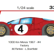 Slotcar 1:24 Analog BRM Ferrari 330P4 1000 Km Monza 1967 - #4 Factory M.Parkes - L.Scarfiotti — Rennversion, Metall-Chassis