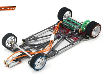 Slotcar-Komplettchassis 1:24 SCALEAUTO SPORT XL Universal Sidewinder-Fahrwerk LM1, Alu-Carbon-Stahl m.Radstand 104-124mm mit Motor