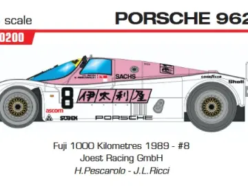 Slotcar Maßstab 1:24 analog BRM Fuji 1000 Kilometres 1989 - #8 Joest Racing GmbH H.Pescarolo - J.L.Ricci in Rennversion mit Metall-Chassis