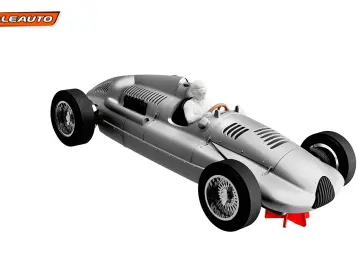 Slotcar Maßstab 1:24 analog Bausatz SCALEAUTO Typ D Kompressor White Kit in Rennversion mit Metall-Chassis und Beklebungssatz