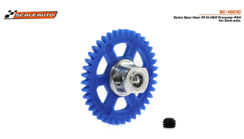 Spurzahnrad RS4 39Z M50 Plastik gelocht m.Alunabe f.Ø3mm -  SCALEAUTO