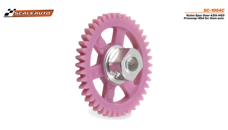 Spurzahnrad RS4 42Z M50 Plastik gelocht m.Alunabe f.Ø3mm -  SCALEAUTO