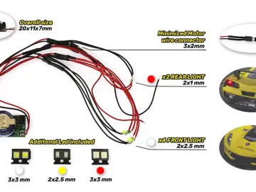 Fahrzeug-Beleuchtung DS Universal Lighting Kit 20x11x7mm inkl.Permanentlicht-/Rücklicht- u.Bremslichtfunktion f.Slotcars 1:32-1:24
