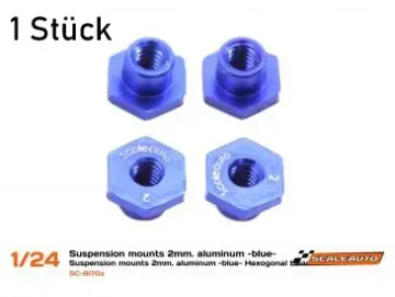 T-Hülse M2 H2mm, Fahrwerksdistanz, Aluminium m. Sechskant-Kopf Scaleauto 1/24, Aluminium T-Hülse