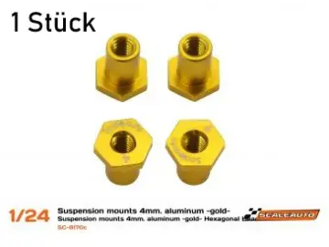 T-Hülse M2 H4mm, Fahrwerksdistanz, Aluminium m. Sechskant-Kopf Scaleauto 1/24, Aluminium T-Hülse