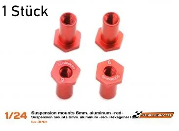 T-Hülse M2 H6mm, Fahrwerksdistanz, Aluminium m. Sechskant-Kopf Scaleauto 1/24, Aluminium T-Hülse