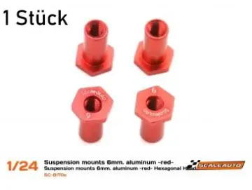 T-Hülse M2 H6mm, Fahrwerksdistanz, Aluminium m. Sechskant-Kopf Scaleauto 1/24, Aluminium T-Hülse