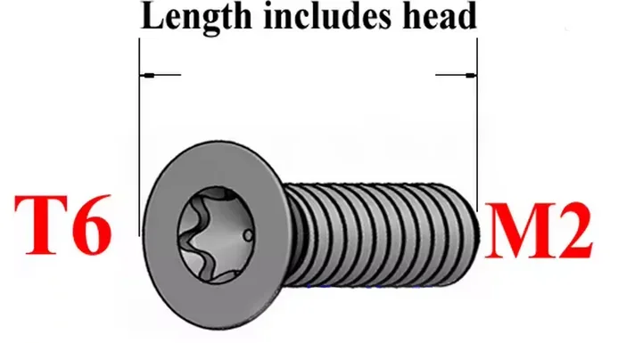 TITAN (GR2) Senkkopfschraube, M2 von 4-10mm, Torx T6