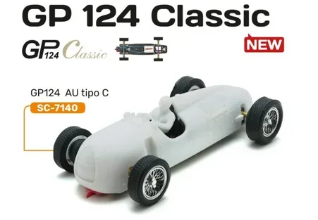 Slotcar Maßstab 1:24 analog Bausatz SCALEAUTO Typ C White Kit in Rennversion mit Metall-Chassis und Beklebungssatz