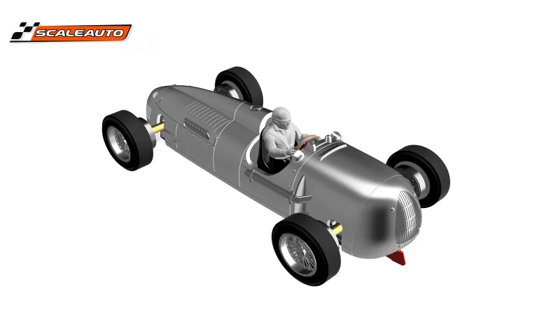 Slotcar Maßstab 1:24 analog Bausatz SCALEAUTO Typ C White Kit in Rennversion mit Metall-Chassis und Beklebungssatz
