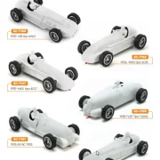 Slotcar Maßstab 1:24 analog Bausatz SCALEAUTO Typ C White Kit in Rennversion mit Metall-Chassis und Beklebungssatz